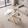 Glass Coffee Table Round Clear Center Table with Tempered Glass Top