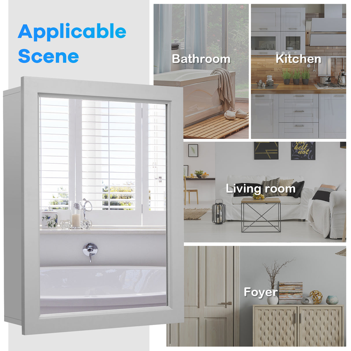 Wall Mounted Adjustable Medicine Storage Mirror Cabinet