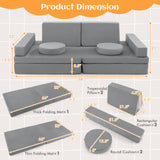 10-Piece Kids Play Couch Sofa with Portable Handle