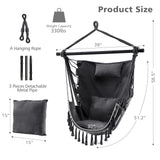 Hanging Rope Swing Chair with Soft Pillow and Cushions