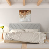 Linen Upholstered Headboard for Full and Queen Size Bed Frames