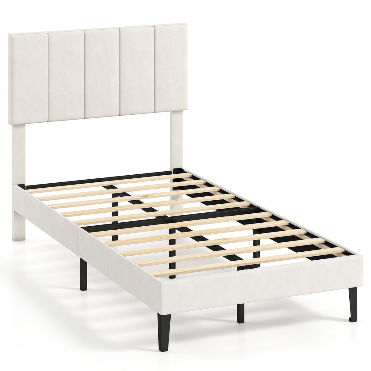 Queen Size Velvet Upholstered Platform Bed Frame