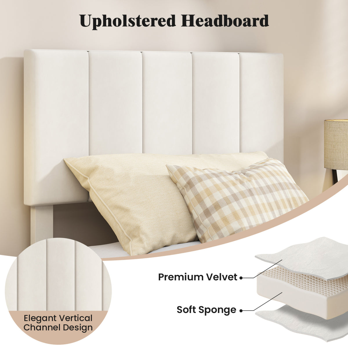 Queen Size Velvet Upholstered Platform Bed Frame