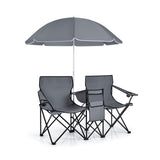 Portable Folding Picnic Double Chair with Umbrella