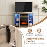 Fireplace Corner TV Stand with LED Lights and Smart APP Control for 50 Inches TV