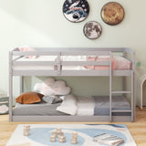 Twin Size Bunk Bed with High Guardrails and Integrated Ladder