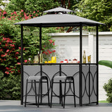 6.5 x 4 x 8 FT Grill Gazebo Set with 2 Bar Stools and Bar Table