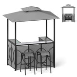 6.5 x 4 x 8 FT Grill Gazebo Set with 2 Bar Stools and Bar Table