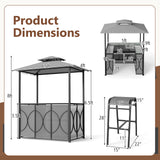 6.5 x 4 x 8 FT Grill Gazebo Set with 2 Bar Stools and Bar Table