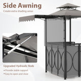 Grill Gazebo with Awning 3-Piece Outdoor BBQ Canopy Double-Tier Soft Top Barbecue Shelter