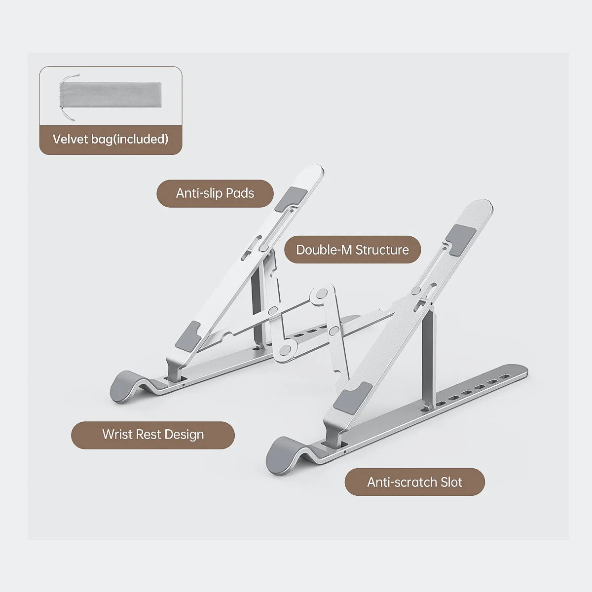 ORICO Foldable Laptop Stand Holder Riser Portable Adjustable Aluminum Notebook Stand Computer Stand 7 Angles for MacBook Tablets
