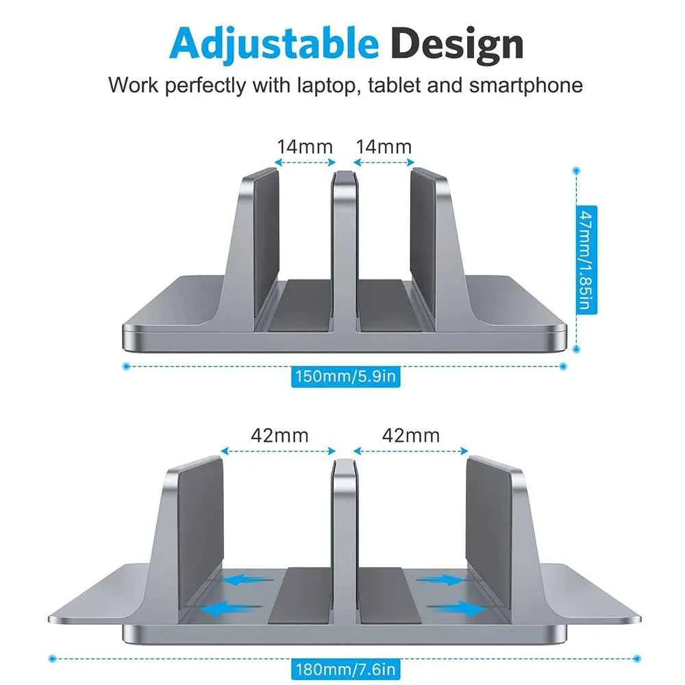 Vertical Laptop Stand Aluminium Adjustable Portable Notebook Mount Support Base Holder For MacBook Pro Air Accessory Book Holder