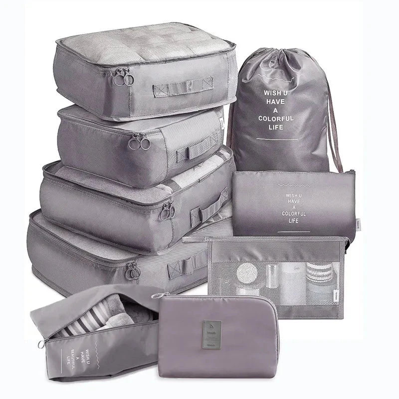 9 Pieces Set Travel Organizer Storage Bags Suitcase Packing Set Storage Cases Portable Luggage Organizer Clothes Shoe Tidy Pouch