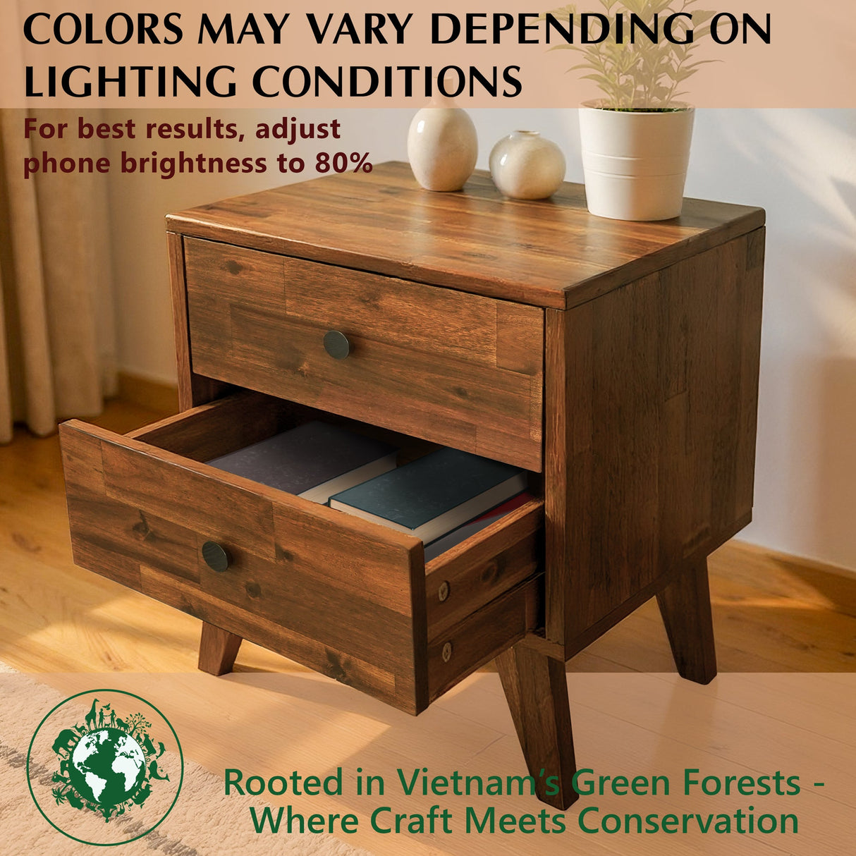 Silvia Solid Wood Nightstand