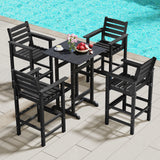 Patio HDPE Adirondack Bar Chairs Set of 2 with Wide Armrests