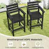 Patio HDPE Adirondack Bar Chairs Set of 2 with Wide Armrests