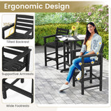 Patio HDPE Adirondack Bar Chairs Set of 2 with Wide Armrests