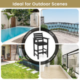 Patio HDPE Adirondack Bar Chairs Set of 2 with Wide Armrests