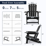 HDPE Adirondack Chairs with Realistic Wood Grain for Backyard Lawn