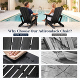 HDPE Adirondack Chairs with Realistic Wood Grain for Backyard Lawn