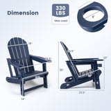 HDPE Adirondack Chair with Cup Holder and Wooden Texture for Patio