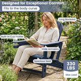 HDPE Adirondack Chair with Cup Holder and Wooden Texture for Patio