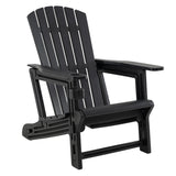 HDPE Adirondack Chair with Cup Holder and Wooden Texture for Patio