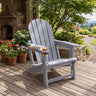 HDPE Adirondack Chair with Cup Holder and Wooden Texture for Patio