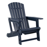 HDPE Adirondack Chair with Cup Holder and Wood-Like Texture High Back for Garden