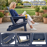 HDPE Adirondack Chair with Cup Holder and Wood-Like Texture High Back for Garden