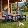 HDPE Adirondack Chair with Cup Holder and Wood-Like Texture High Back for Garden