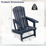 HDPE Adirondack Chair with Cup Holder and Wood-Like Texture High Back for Garden