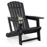 HDPE Adirondack Chair with Cup Holder and Wood-Like Texture High Back for Garden