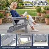 HDPE Adirondack Chair with Cup Holder and Wood-Like Texture High Back for Garden