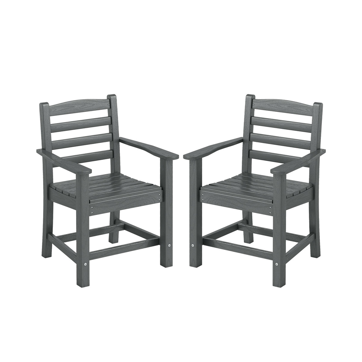 HDPE All Weather Patio Dining Chairs Set of 2 with Wide Armrests