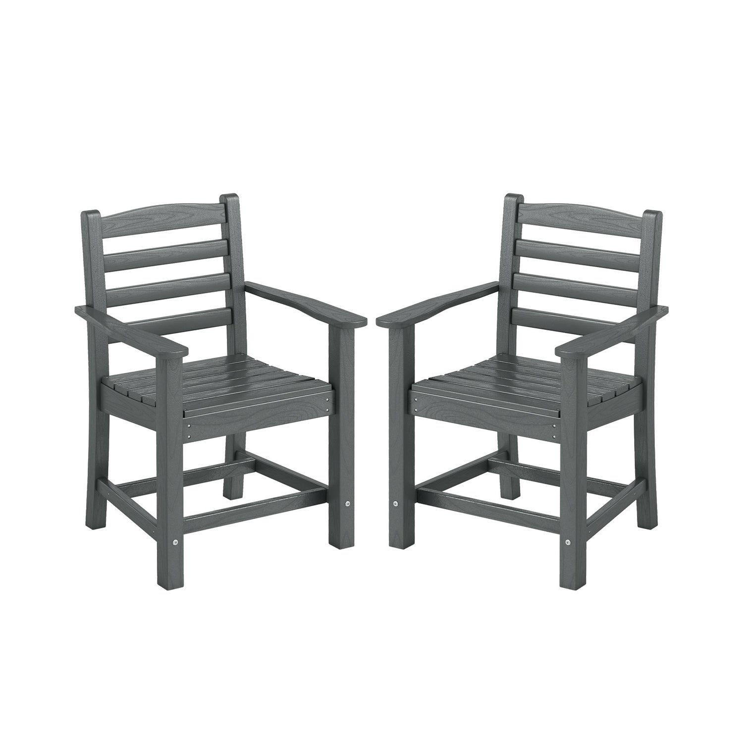 HDPE All Weather Patio Dining Chairs Set of 2 with Wide Armrests