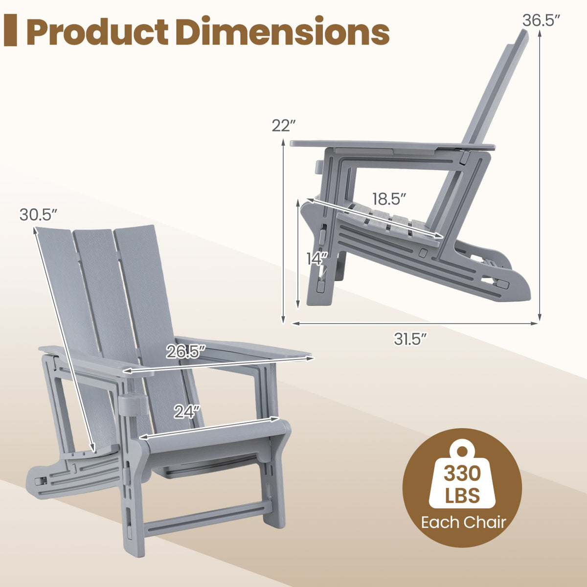 HDPE Outdoor Adirondack Chairs with Cup Holder