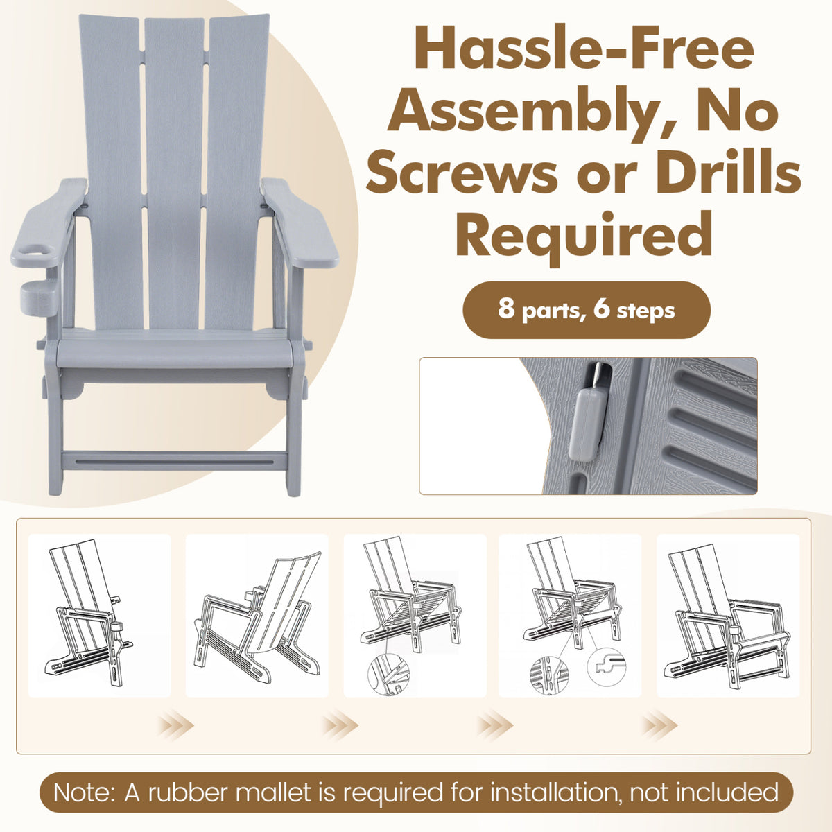 HDPE Outdoor Adirondack Chairs with Cup Holder