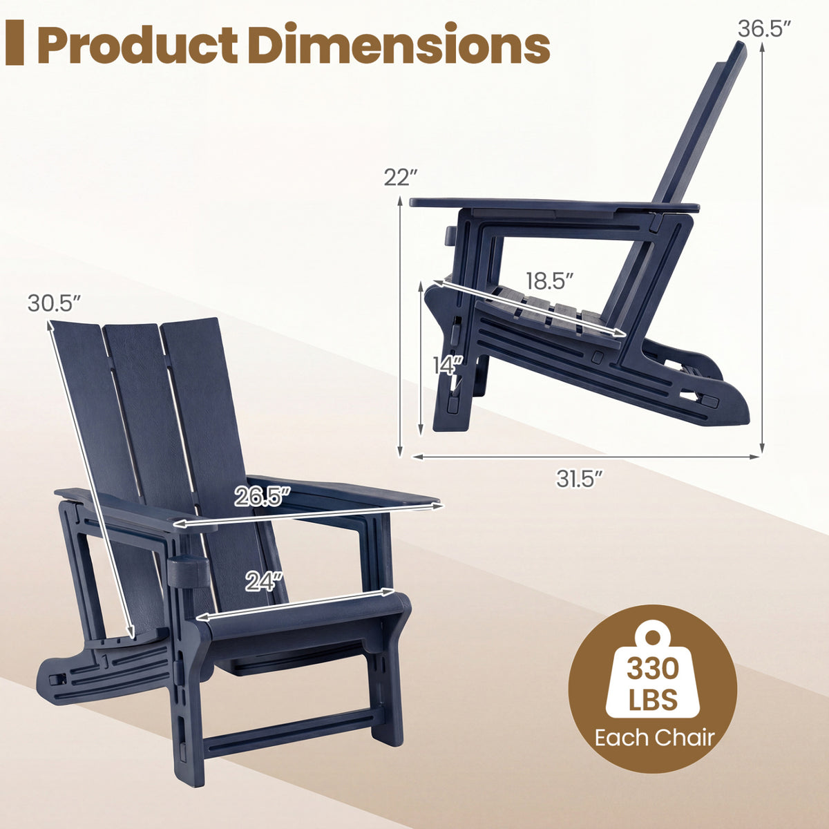 HDPE Outdoor Adirondack Chairs with Cup Holder