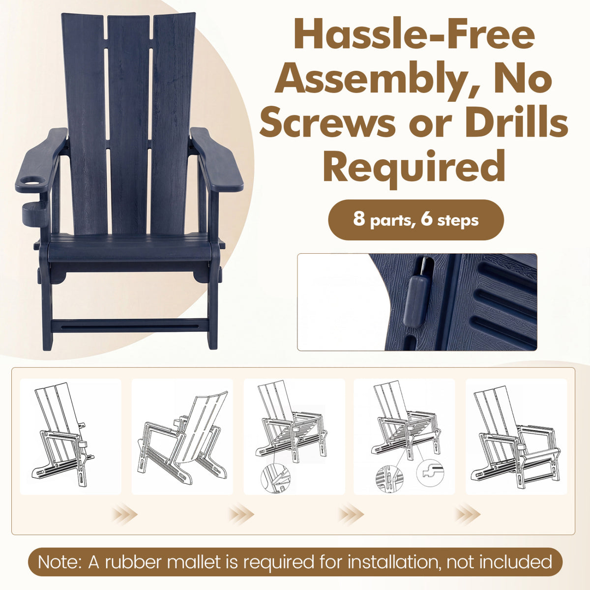 HDPE Outdoor Adirondack Chairs with Cup Holder