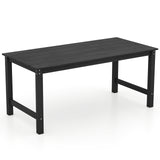 HDPE Outdoor Dining Table for 6 Person with Wood-Like Tabletop and Umbrella Hole
