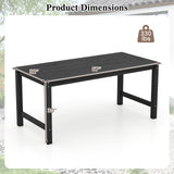 HDPE Outdoor Dining Table for 6 Person with Wood-Like Tabletop and Umbrella Hole