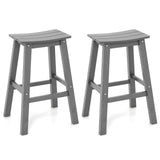 29 Inch HDPE Patio Bar Stool Set of 2 Armless Saddle Stools