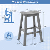 29 Inch HDPE Patio Bar Stool Set of 2 Armless Saddle Stools