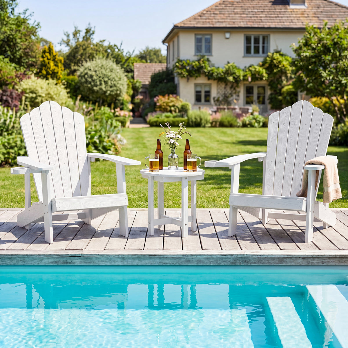 HIPS Adirondack Side Table with Weather-Resistant and Waterproof Top