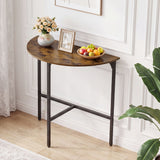 Half-moon Console Table Semi-circular Industrial Sofa Couch Table-Rustic Brown