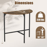 Half-moon Console Table Semi-circular Industrial Sofa Couch Table-Rustic Brown