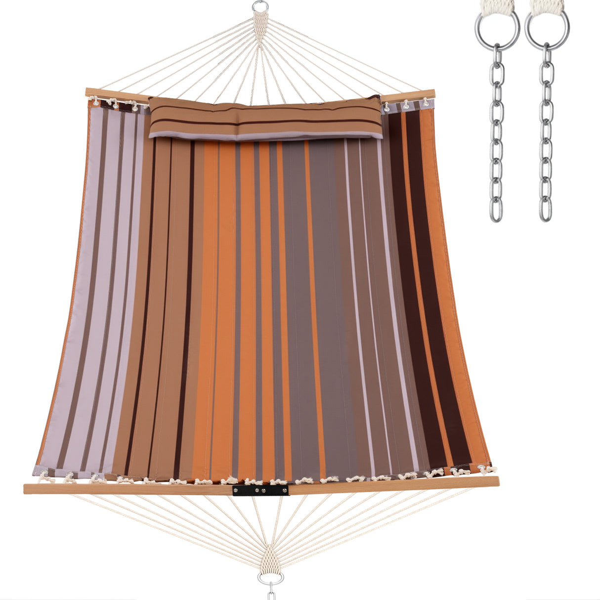 Patio Hammock Foldable Portable Swing Chair Bed with Detachable Pillow