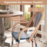 Hand-Woven PE Wicker Outdoor French Bistro Chairs Set of 2