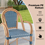 Hand-Woven PE Wicker Outdoor French Bistro Chairs Set of 2